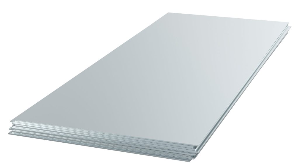 Stainless,Steel,Sheets.,3d,Rendering,Isolated,On,White,Background